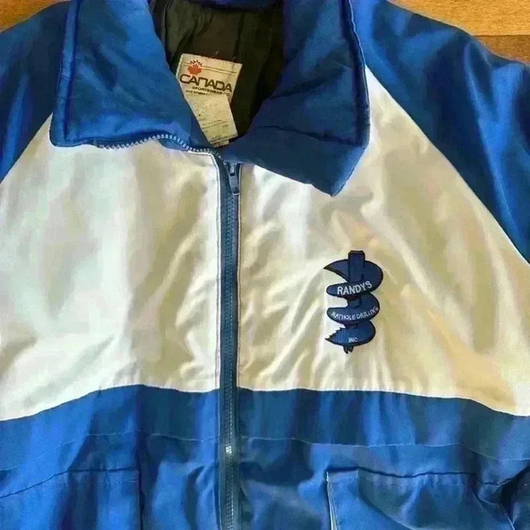 Canada Sportswear | Vintage Mens jacket Randy’s Rat Hole blue & white  size L - Picture 3 of 6
